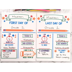 First + Last Day Of School Reversible Sign - My Family Rulers