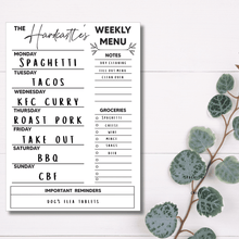 Load image into Gallery viewer, Personalised Weekly Menu Planner - Magnetic Dry Erase Board - My Family Rulers