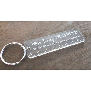 Teacher Gifts - Personalised Mini Ruler Keyring - My Family Rulers
