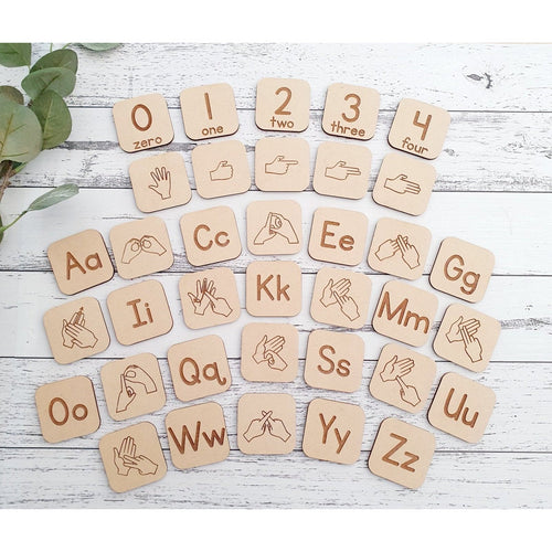 Auslan Alphabet + Numbers Tiles - My Family Rulers