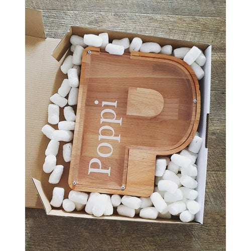 Wooden Money Box - Letter P Piggy Bank