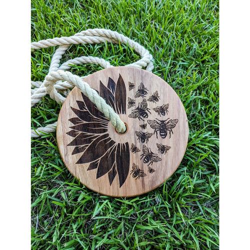 Personalised Round Wooden Tree Swing - My Family Rulers